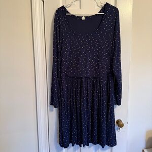 Old Navy Deep Blue Dress with Gold Polka Dots